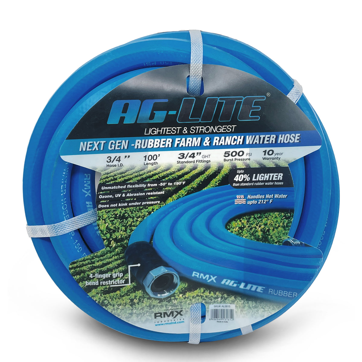 AG-Lite 3/4 inch Irrigation Hose | 500 PSI | Agriculture Grade | 100% Rubber Hose