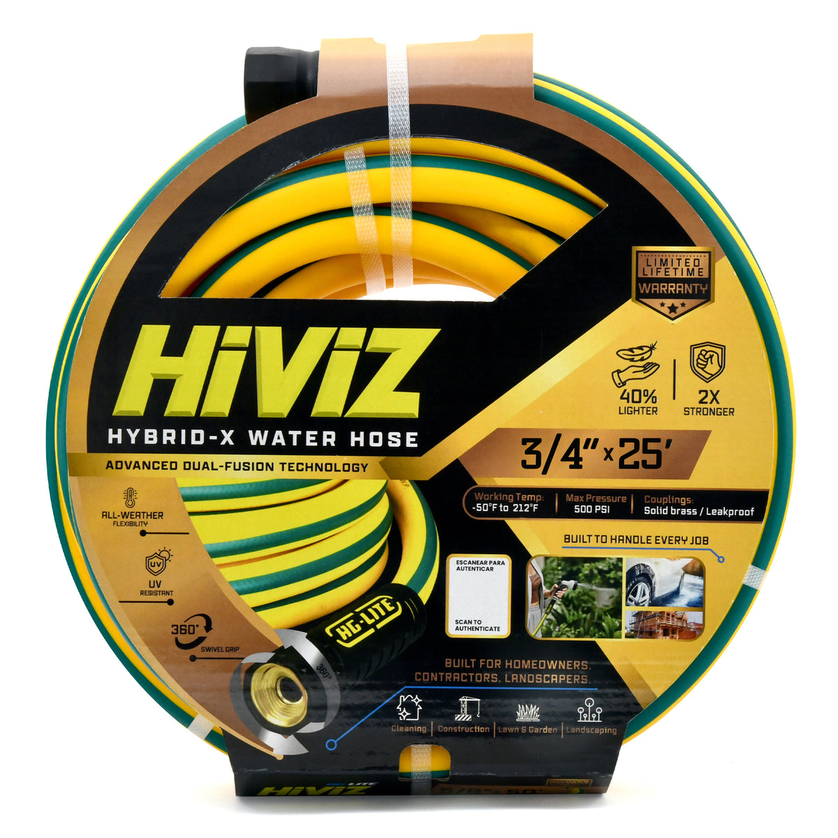 AG-Lite Hybrid Water Hose 3/4" X 25'-Yellow-Hiviz