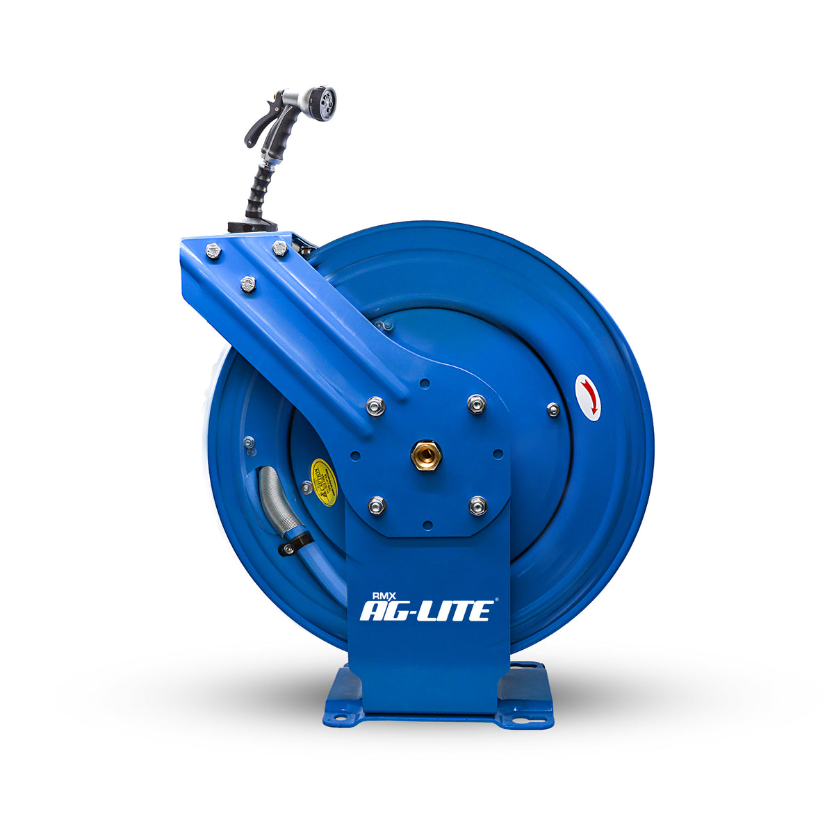 AG-Lite 1" x 40' Retractable Water Hose Reel – Heavy-Duty Steel Construction, Rubber Hose, Auto-Rewind, Wall/Ceiling Mount, Hot & Cold Water Ready