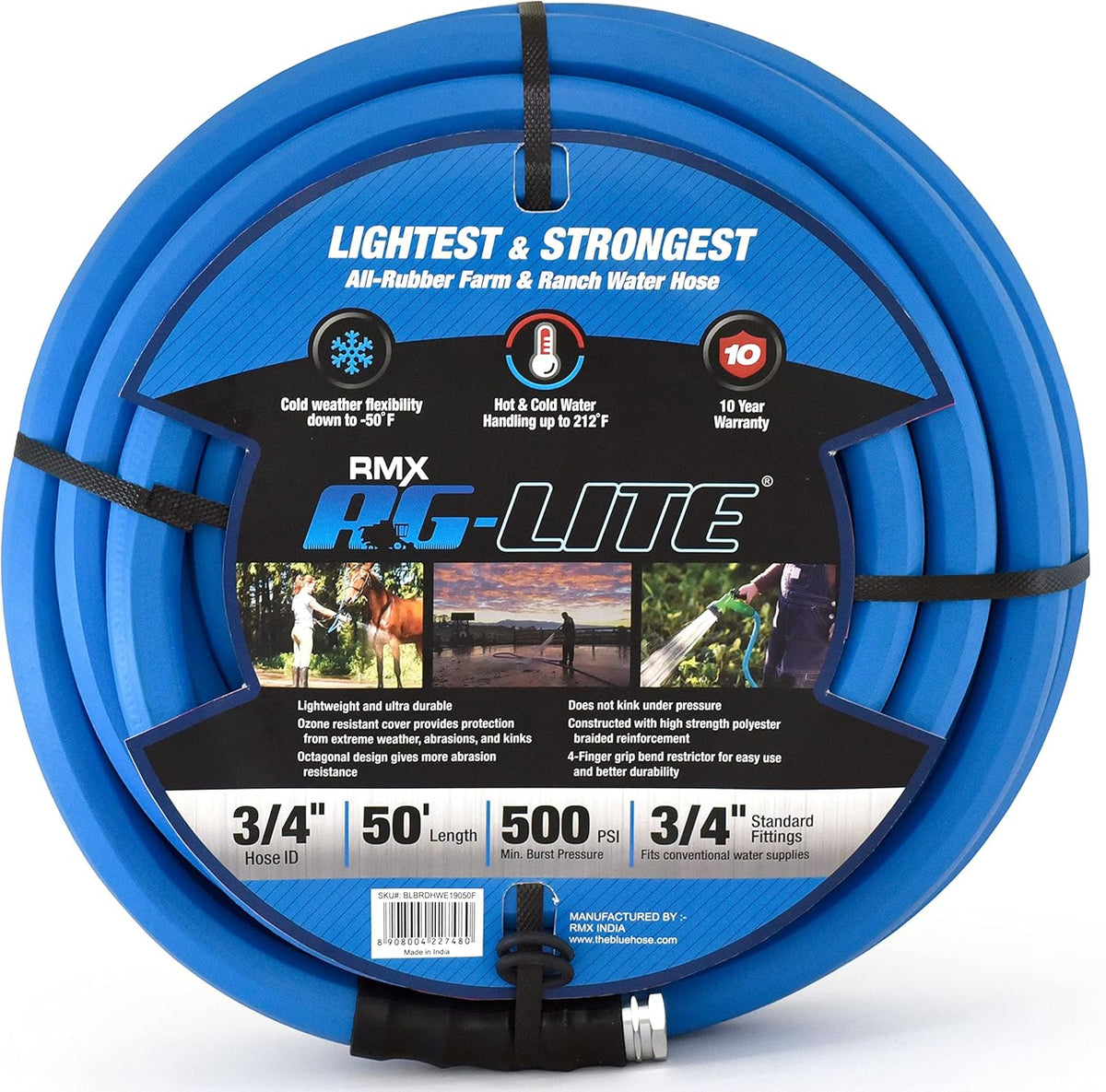 AG-Lite 3/4 inch Irrigation Hose | 500 PSI | Agriculture Grade | 100% Rubber Hose