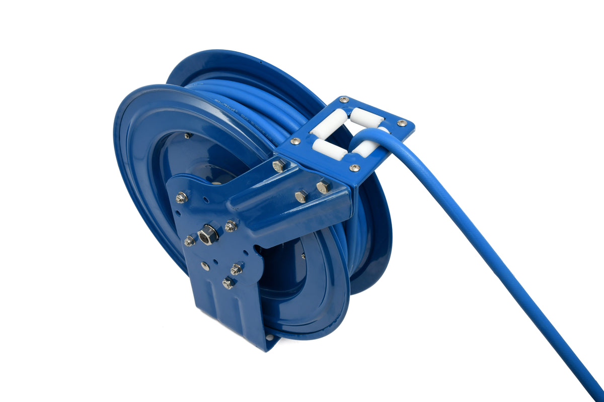 BluBird Air Hose Reel 3/8" Retractable Heavy Duty Steel Construction with Rubber Hose 300 PSI