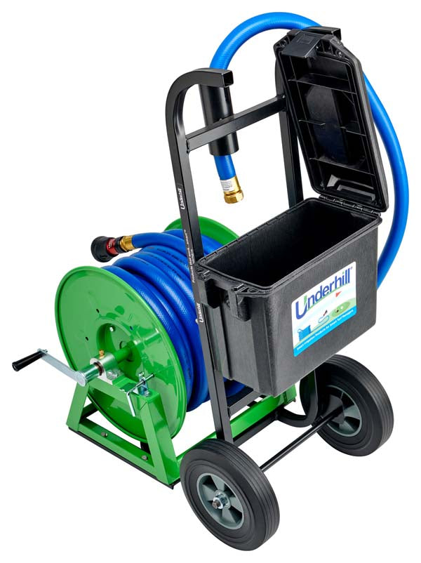 Chariot de tuyau de jardin de luxe Underhill 1" avec dévidoir, jusqu'à 38 m de tuyau (HC-HT-100-K)