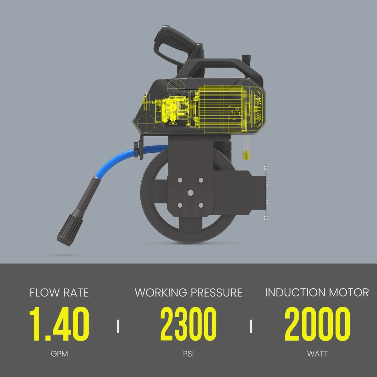 Blu Shield HumpBack 3000PSI All-in-One Electric Pressure Washer System, Auto-Retractable Hose Reel, Industrial Pump, Wall or Floor Mount