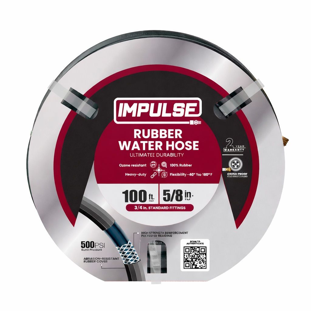 Impulse 5/8" x 100' Heavy-Duty Rubber Water Hose