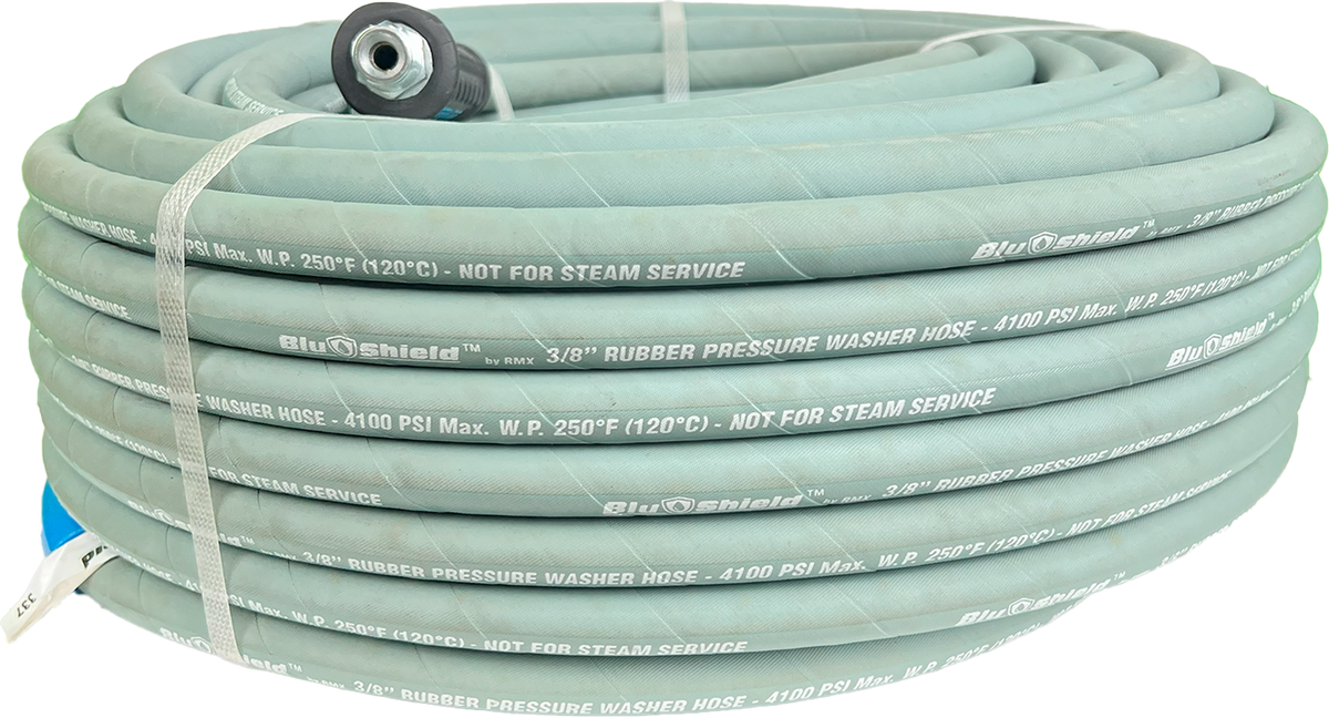 Blu Shield Aramid Braided 3/8" x 200 ft Pressure Washer Hose, 4100PSI , 1 Yr Warranty
