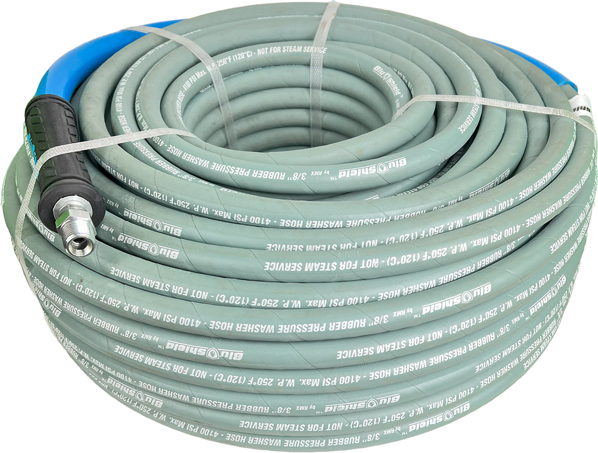 Blu Shield Aramid Braided 3/8" x 200 ft Pressure Washer Hose, 4100PSI , 1 Yr Warranty