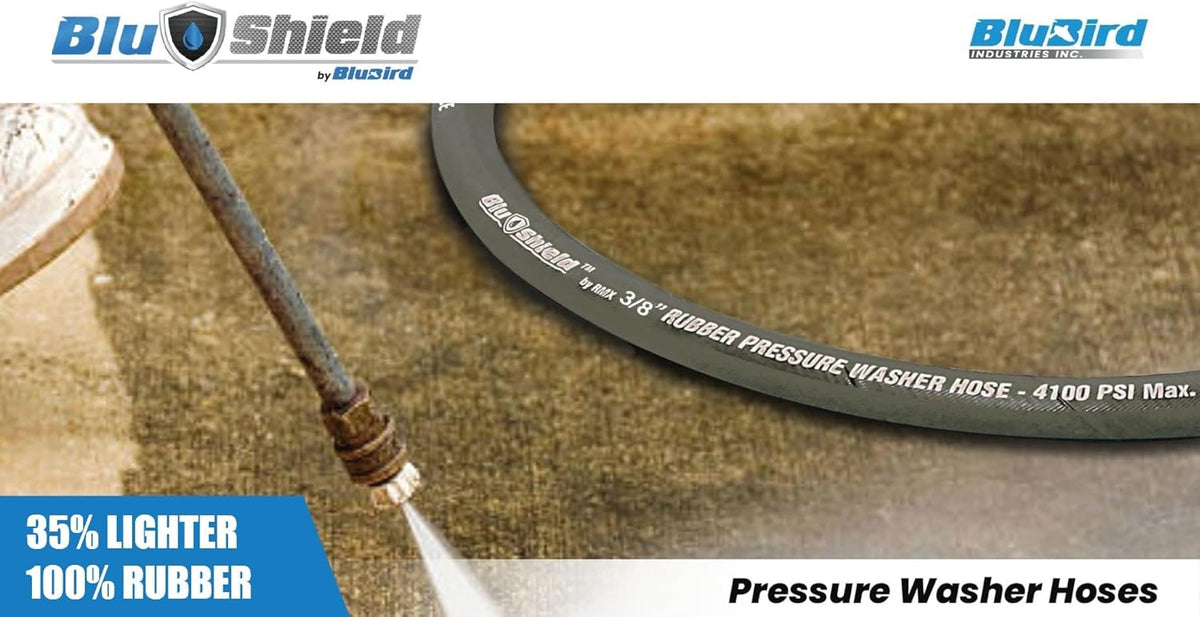 ToughTek 3/8" Aramid Braided Pressure Washer Hose 4100PSI, Non Marking, MNPT Fixed + Swivel (Hot/ Cold Water)