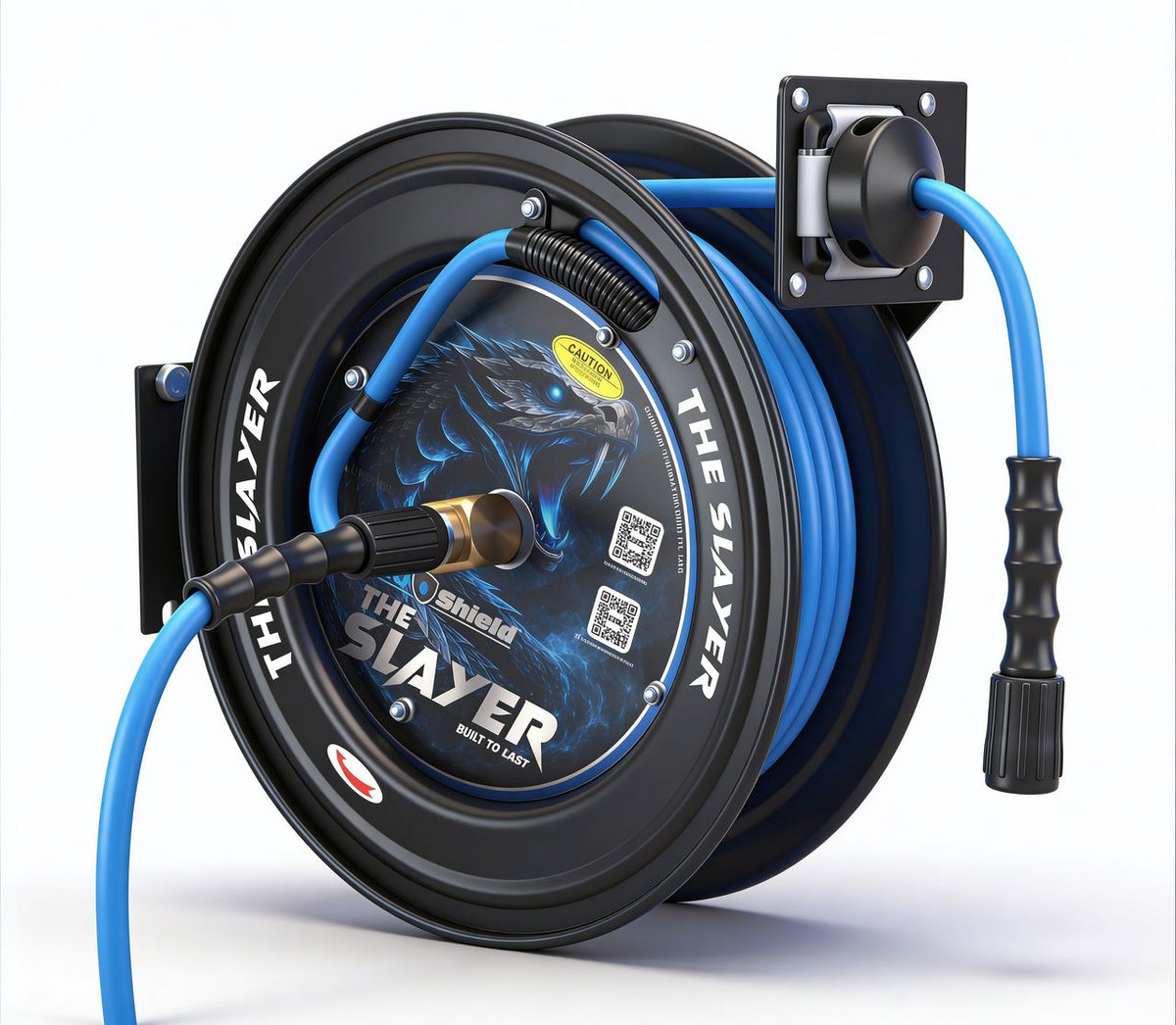 Blu Shield The Slayer Hybrid Pressure Washing Hose Reel 1/4" X 50'-Blue