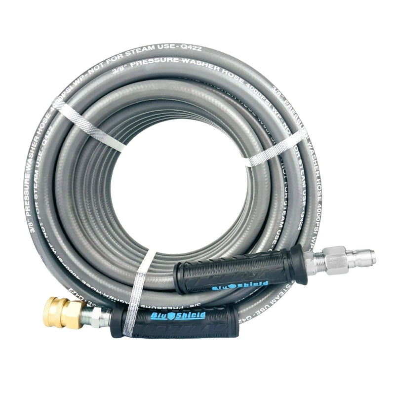 Tuyau de laveuse à pression Blu Shield à fil unique 3/8" X 25', avec raccords rapides (4000:16000 PSI)