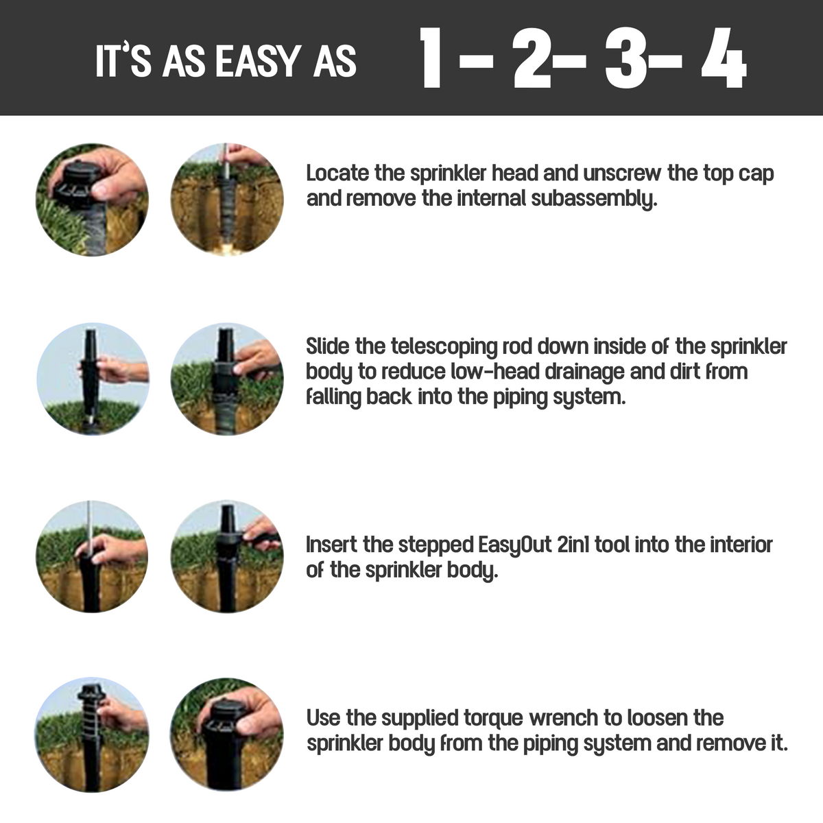 2in1 Sprinkler Removal Tool easy to use