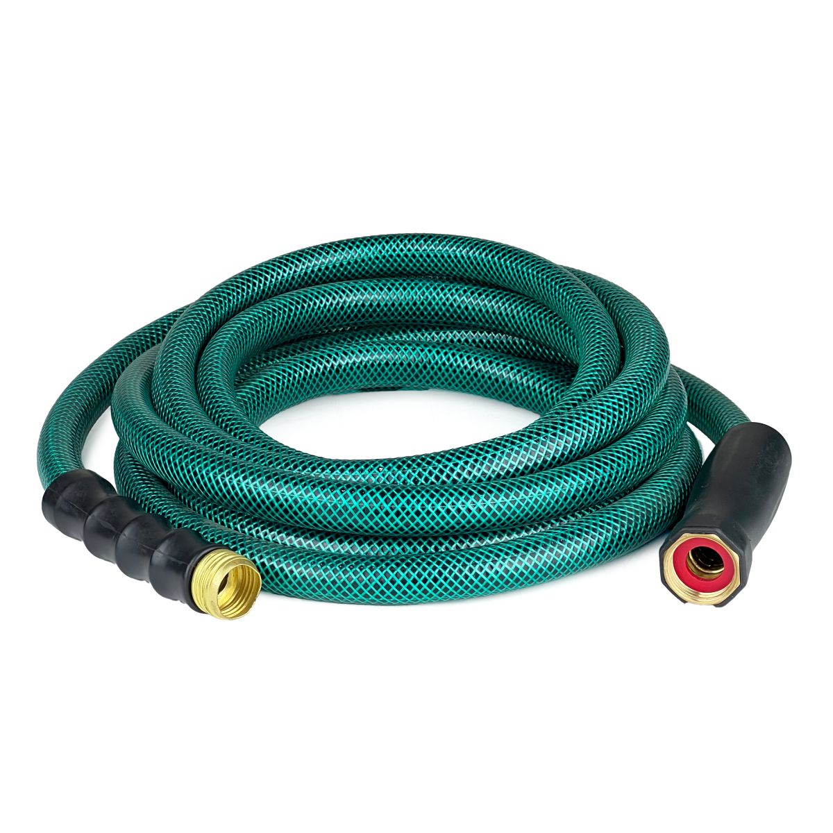 Tuyau d'arrosage PVC Avagard 5/8" X 15', raccords GHT mâle et femelle 3/4". Pression d'éclatement 500 PSI. Comprend une rondelle supplémentaire et un réducteur de pliage. Lot de 2.