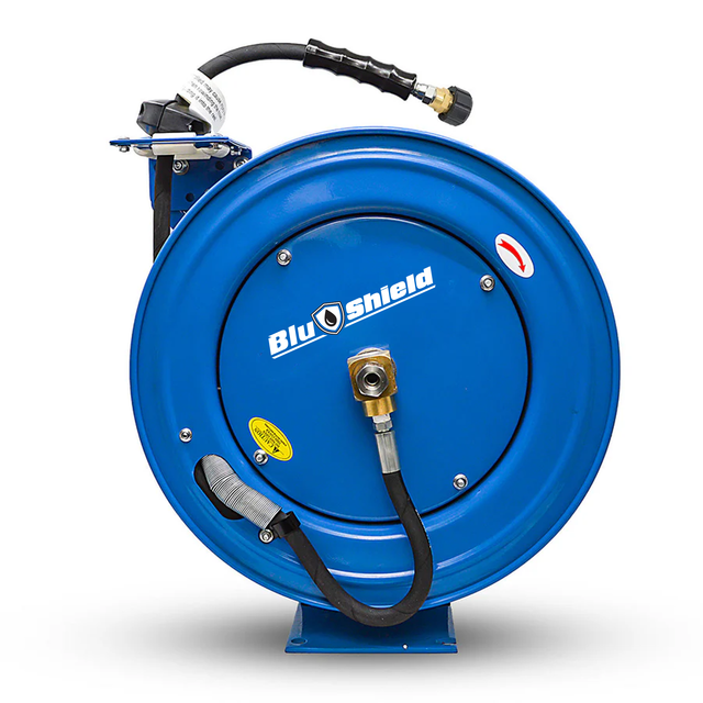 Blu Shield 1/4 inch Retractable Pressure Washer Hose Reel M22 Connector 3000 PSI Polyester Braided