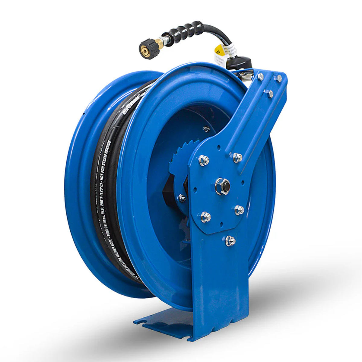 Blu Shield 1/4 inch Pressure Washer Reel Dual Arm Retractable 12 Point Ratchet Lock