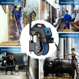 Blu Shield HumpBack 3000PSI All-in-One Electric Pressure Washer System, Auto-Retractable Hose Reel, Industrial Pump, Wall or Floor Mount
