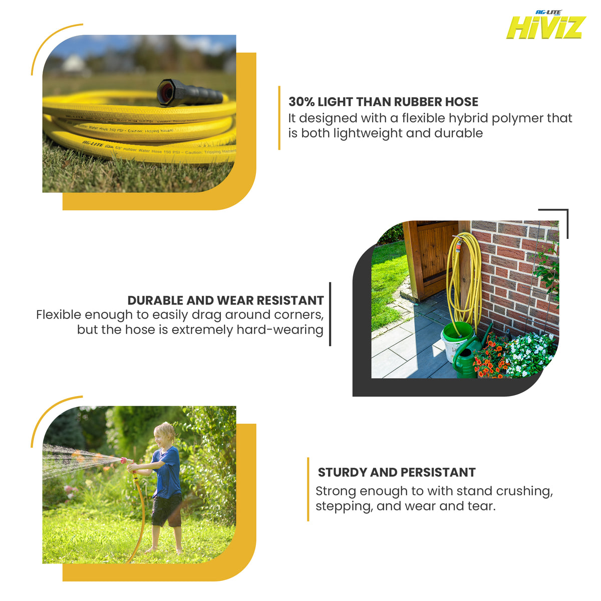 AG-Lite Hiviz Water Hose 3/4" 50' | Heavy-Duty, High-Visibility, Kink-Resistant