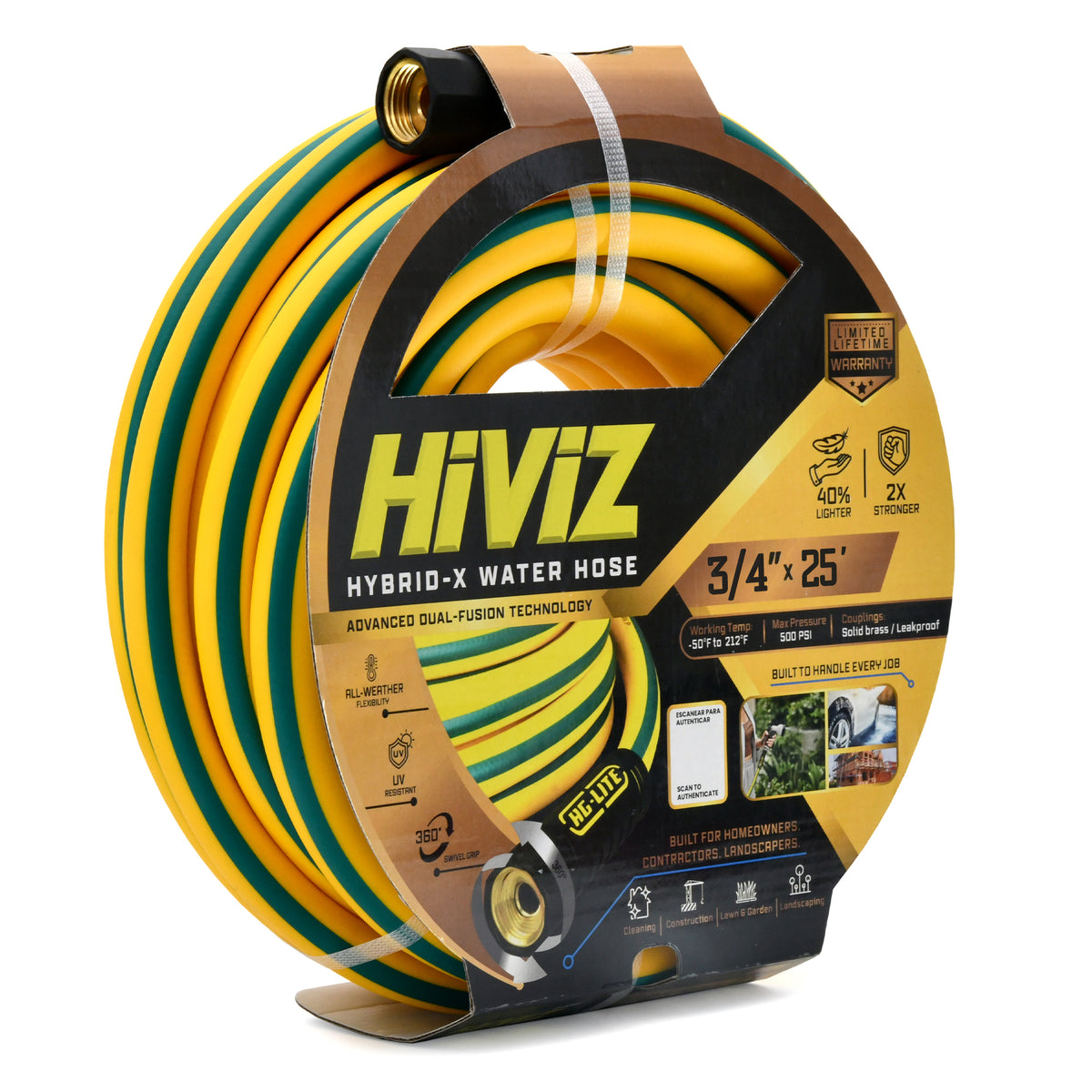 AG-Lite Hybrid Water Hose 3/4" X 25'-Yellow-Hiviz