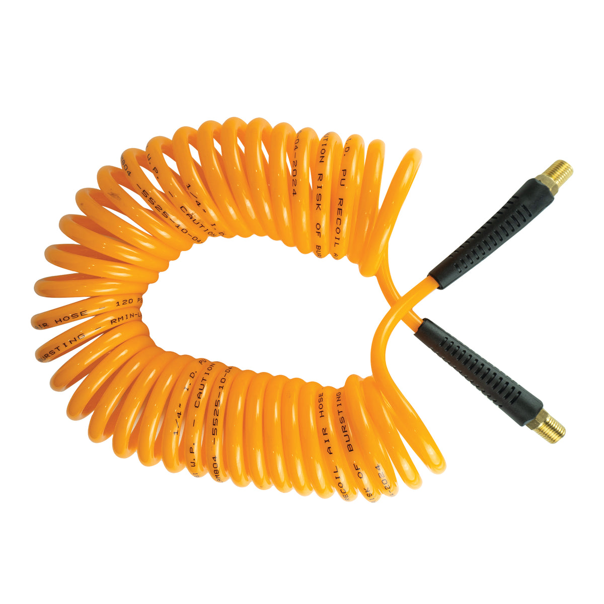 Avagard 1/4" Polyurethane PU Recoil Air Hose for DIY Users with 1/4" Brass MNPT, 120PSI, Field Repairable