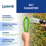 Underhill 3/4" ProLine Flex Fabric Hose, Flexible, Rubber Core, Lightweight, Collapsible, Aluminum End Fittings, Hot Water Safe, 600 PSI Burst Pressure, 300 PSI Working Pressure