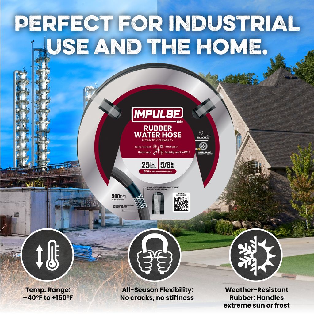 Impulse 5/8" x 50' Rubber Water Hose