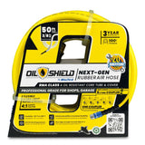 OilShield Rubber Air Hose 3/8" X 50' - 3/8" Male-NPT, 300 PSI, Nitrile Class A with Universal 5 in 1 coupler
