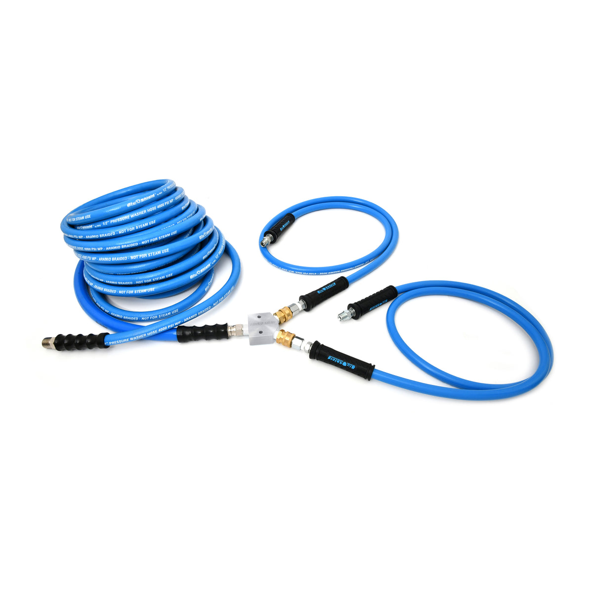 BluShield Union Block 3800 – Kit de connexion haute pression NPT 3/8" durable | 6 000 PSI | Tuyau ToughTek inclus