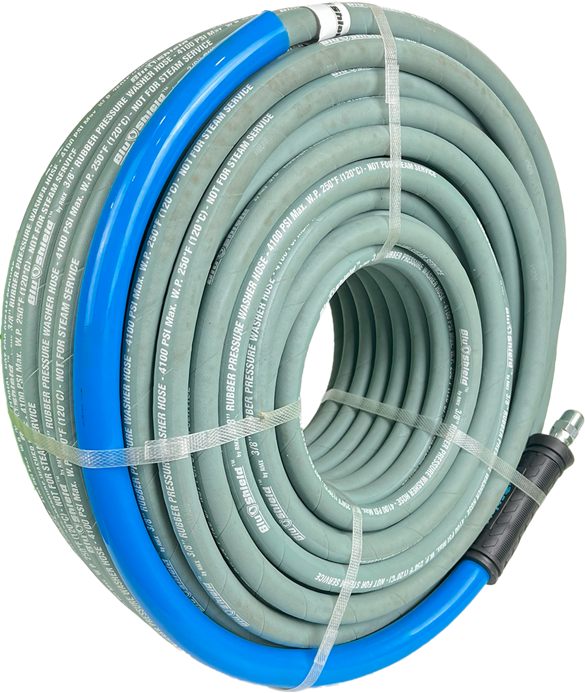 Blu Shield Aramid Braided 3/8" x 200 ft Pressure Washer Hose, 4100PSI , 1 Yr Warranty