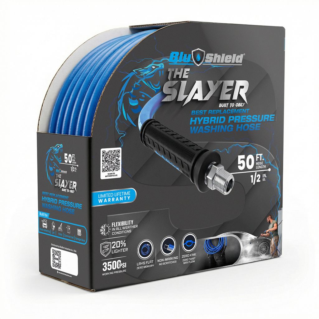 Blu Shield The Slayer Hybrid Pressure Washing Hose 1/2" X 50'-Blue