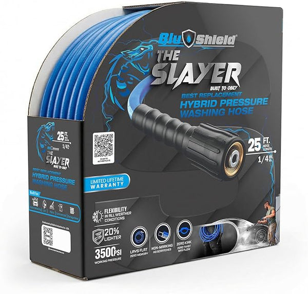 Blu Shield The Slayer Hybrid Pressure Washing Hose 1/4" X 25'-Blue