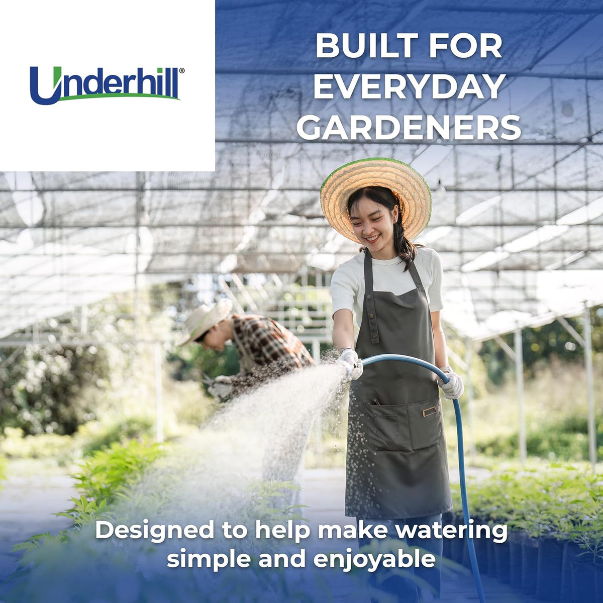 Underhill Proline Gentle Spray Shower Nozzle, Garden Water Hose Sprayer for Watering Plants and Flowers, with Plastic Valve, Includes 3 Stainless Steel Outlet Plates (450, 750 and 1000 Holes)