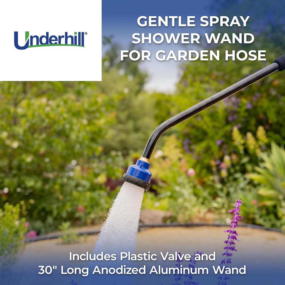 Underhill Proline Gentle Shower Spray Wand – 30" Wand, ¾″ GHT with Shower Head Nozzle (RPW-75PL)