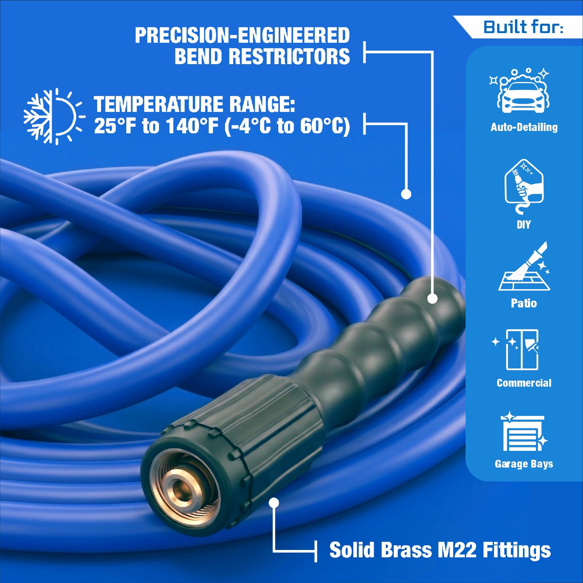 Blu Shield The Slayer Hybrid Pressure Washing Hose 1/4" X 35'-Blue