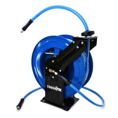 Blu Shield Tough Tek 3/8" Rubber Pressure Washing Hose Reel (Dual Arm) with 6' Lead-in-Hose