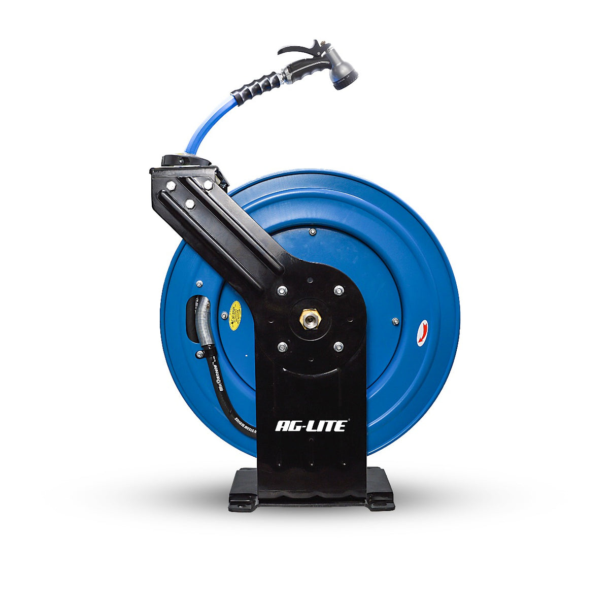 AG-Lite 3/4 inch x 65 ft Retractable Rubber Water Hose Reel Dual Arm Heavy Duty 500 PSI with Spray Nozzle