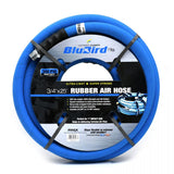 BluBird Pro 3/4" x 25' Rubber Air Hose Assembly – 3/4" Male NPT, 300 PSI EPDM