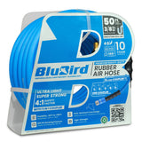 BluBird 3/8" x 50' Rubber Air Hose with Universal 5-in-1 Coupler for M/ V/ A/ T/ L Style plugs