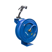 AG-Lite Rubber Water Hose Reel 5/8” x 50’ Retractable Heavy Duty, Hot/ Cold Water Hose, Spray Nozzle, 6' Lead-in Hose