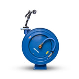 AG-Lite Garden Hose Reel 3/4" x 50' Retractable Heavy Duty Metal, Hot/ Cold Rubber Hose, Spray Nozzle, 6' Lead-in Hose - Green