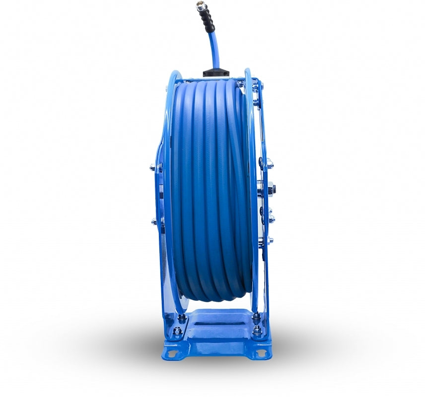 AG-Lite 3/4 inch Water Hose Reel 12-Point Ratchet Lock 65ft Rubber Hose Heavy Duty