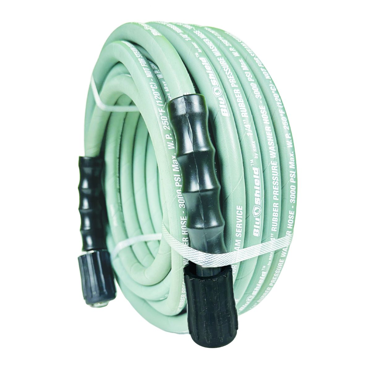 Blu Shield Rubber Pressure Washer Hose Assembly 1/4" w/ M22 Fittings Non Marking (3000:12000 PSI)