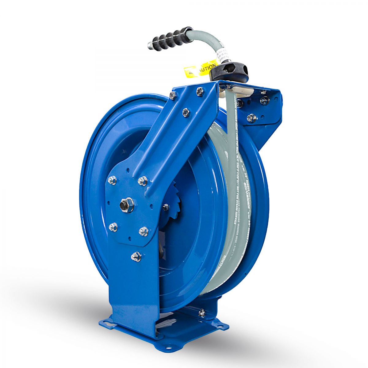 Blu Shield Rubber Pressure Washing Hose Reel 3/8" X 50' (Dual Arm)with 6' Lead-in-Hose