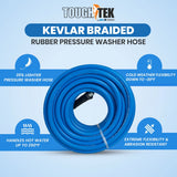 ToughTek 3/8" Aramid Braided Pressure Washer Hose 4100PSI, Non Marking, MNPT Fixed + Swivel (Hot/ Cold Water)
