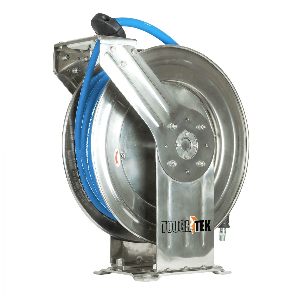 Blu Shield Tough Tek 3/8" x 50' Rubber Pressure Hose Reel – Dual Arm, +6’ Lead-in